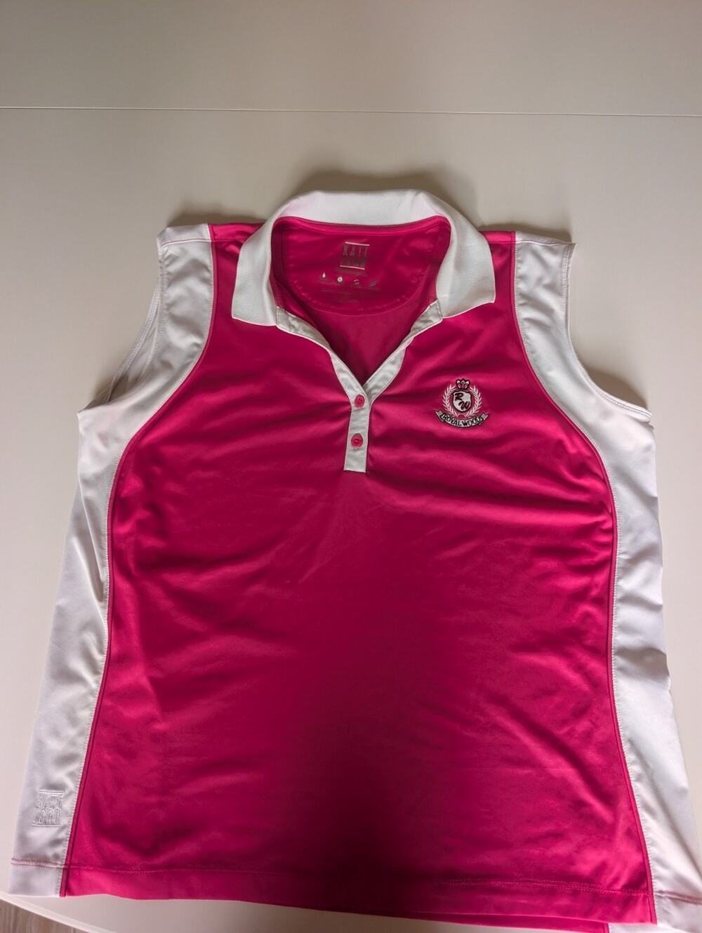 Kate Lord Performance XL Golf Polo Sleeveless Pink w. white trim